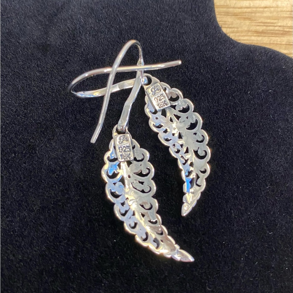 Sterling Silver and 18k Gold Leaf Earrings Artisan-Made | Samuel B. | Great gift - Picture 4 of 4